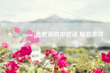 保定合肥消防中控证 报名条件